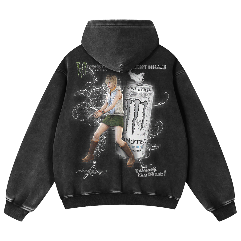 HEATHER x WHITE MONSTER HOODIE