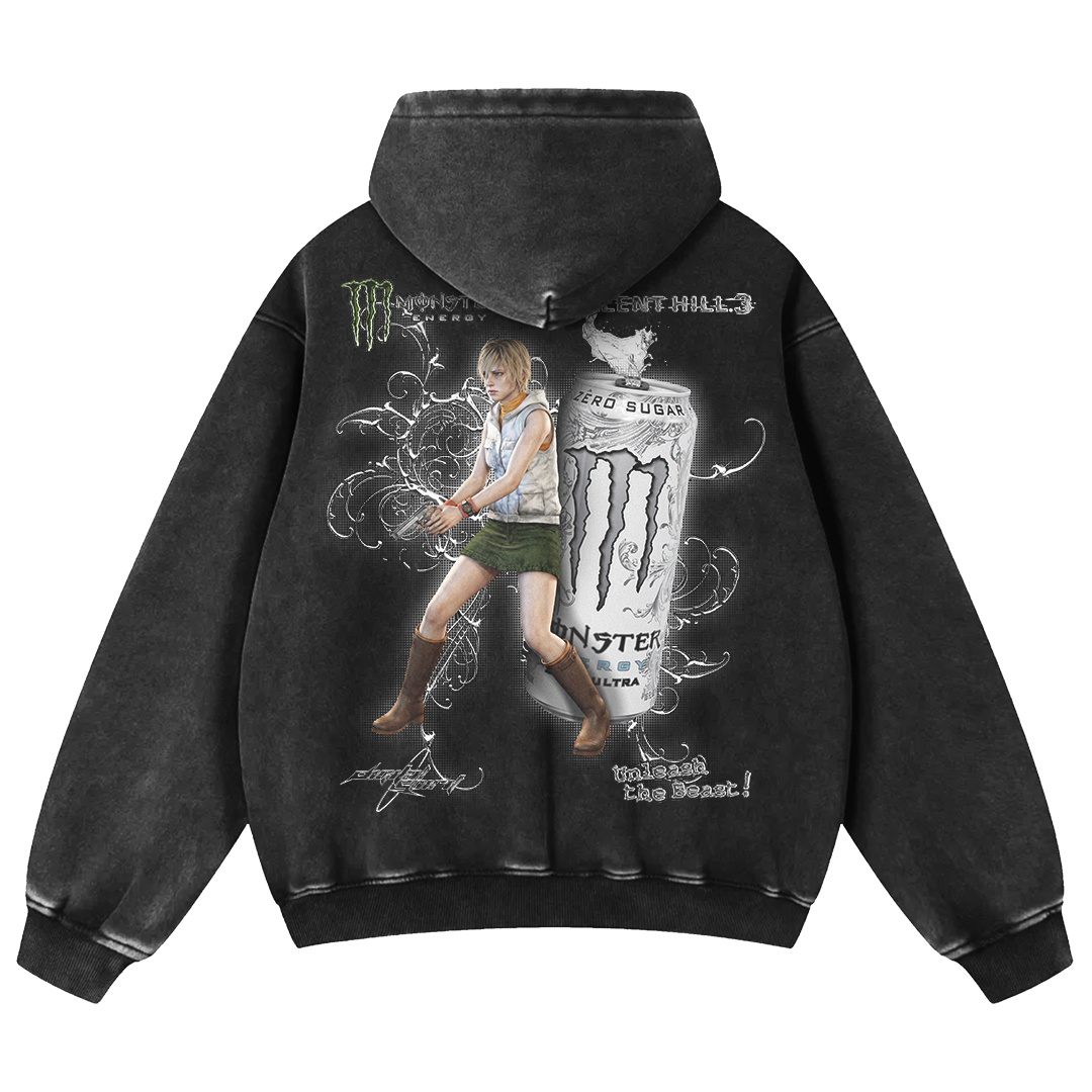 HEATHER x WHITE MONSTER HOODIE
