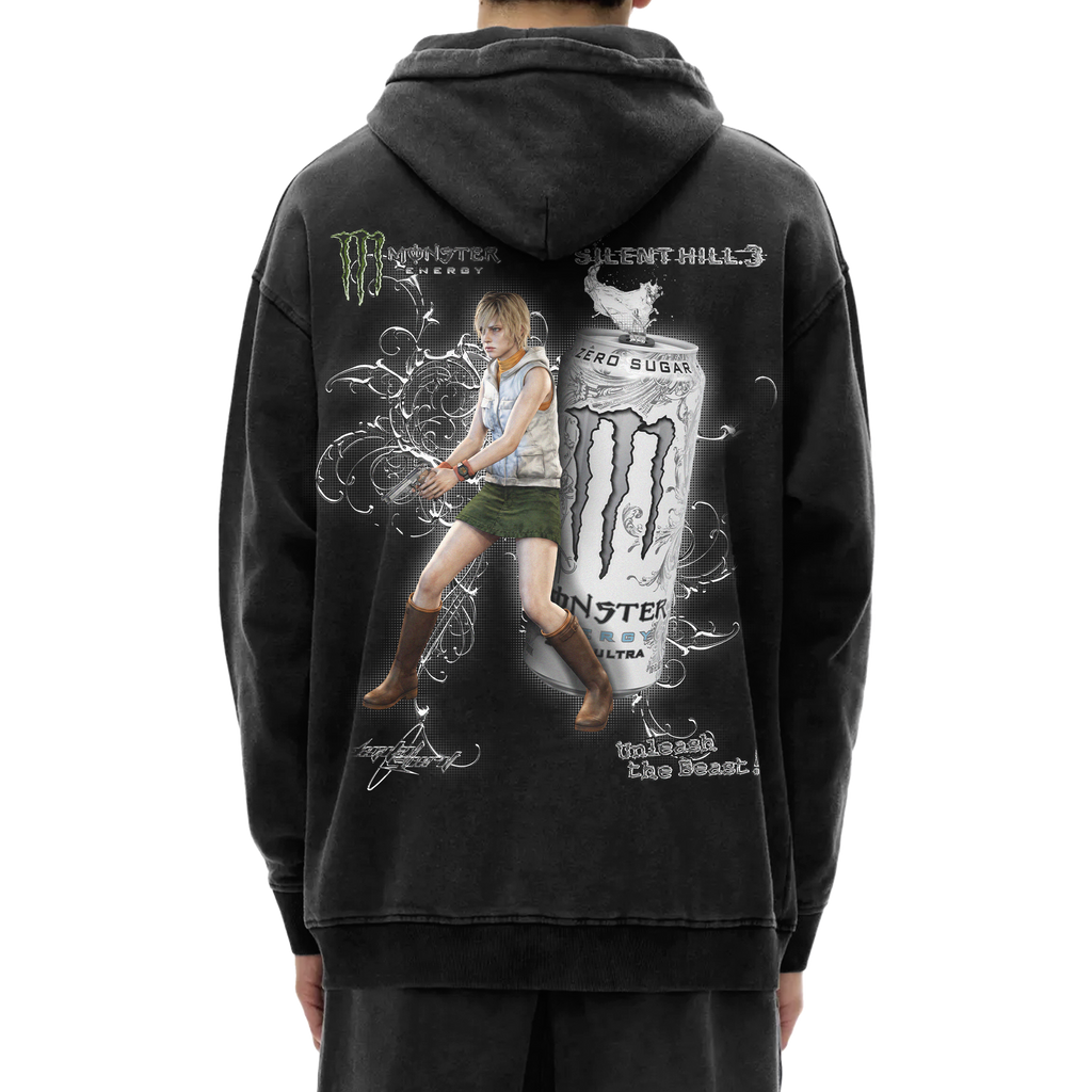HEATHER x WHITE MONSTER HOODIE
