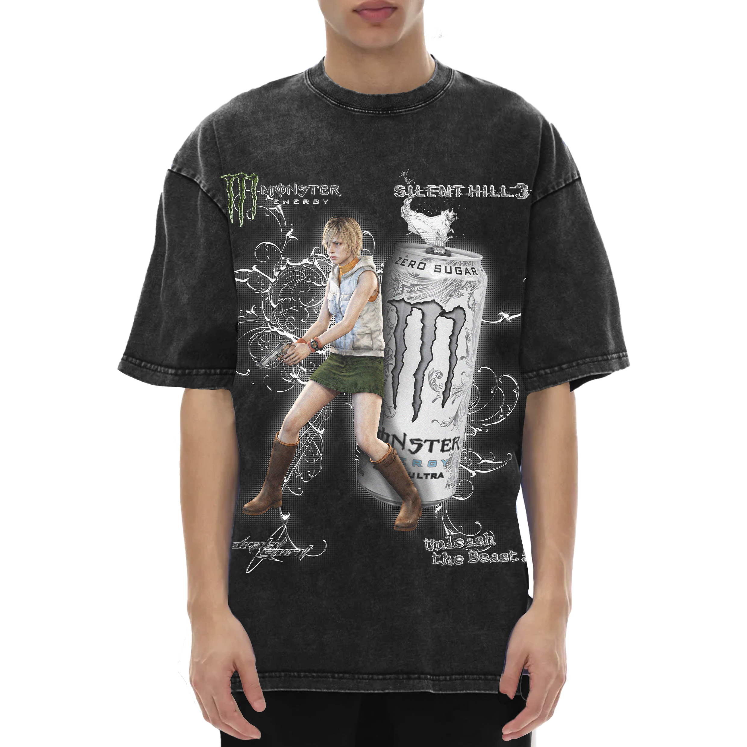 HEATHER x WHITE MONSTER T-SHIRT